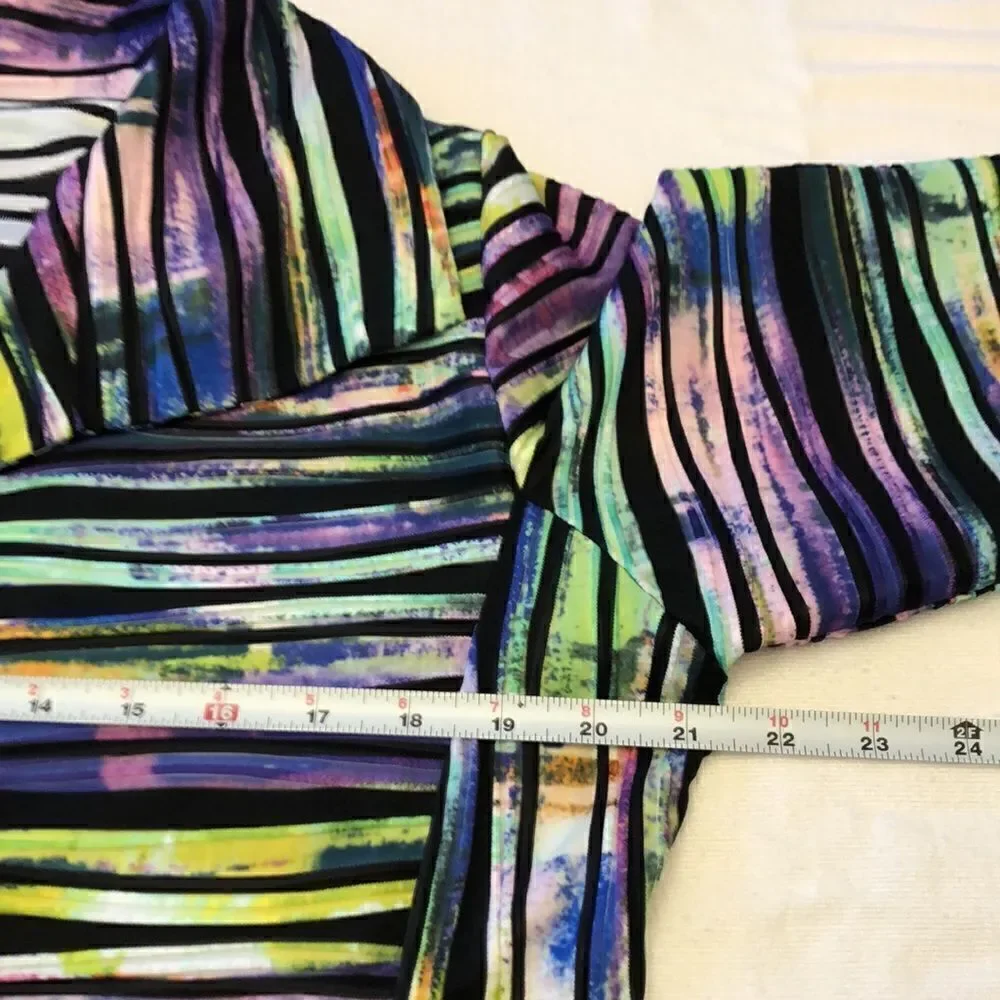 IC by Connie K womens blazer stripe black green pink size M - Picture 9 of 14